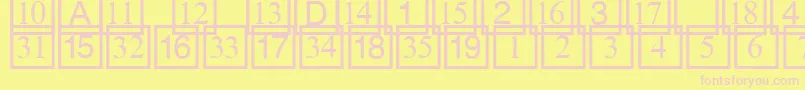 Cdnumbers-fontti – vaaleanpunaiset fontit keltaisella taustalla
