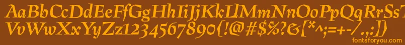 PreissigBolditalic Font – Orange Fonts on Brown Background