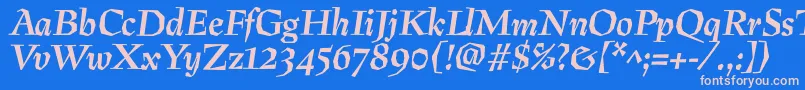PreissigBolditalic-Schriftart – Rosa Schriften auf blauem Hintergrund