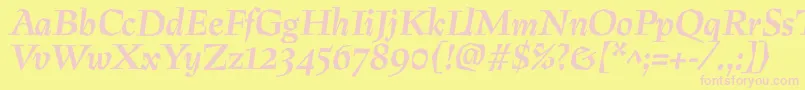 PreissigBolditalic-Schriftart – Rosa Schriften auf gelbem Hintergrund