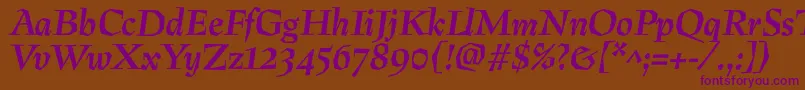 PreissigBolditalic Font – Purple Fonts on Brown Background