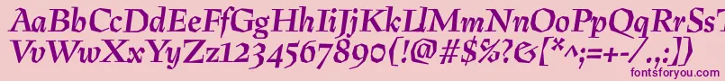 PreissigBolditalic-Schriftart – Violette Schriften auf rosa Hintergrund