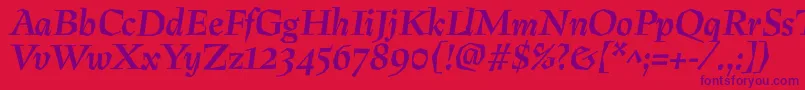 PreissigBolditalic Font – Purple Fonts on Red Background