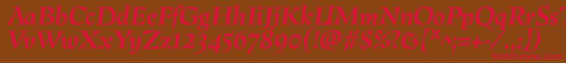 PreissigBolditalic Font – Red Fonts on Brown Background