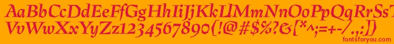 フォントPreissigBolditalic – オレンジの背景に赤い文字