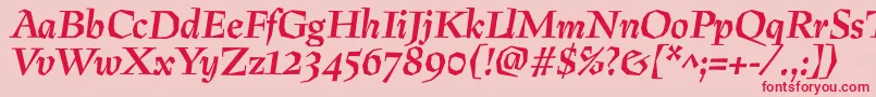 フォントPreissigBolditalic – ピンクの背景に赤い文字