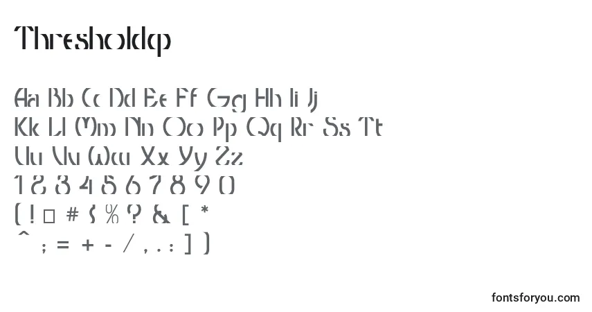 Czcionka Thresholdcp – alfabet, cyfry, specjalne znaki