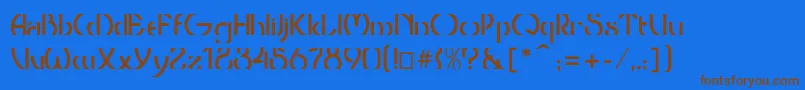 フォントThresholdcp – 茶色の文字が青い背景にあります。