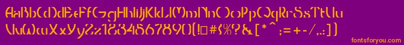 フォントThresholdcp – 紫色の背景にオレンジのフォント