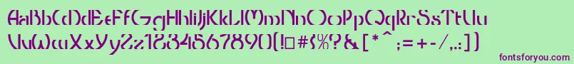 フォントThresholdcp – 緑の背景に紫のフォント