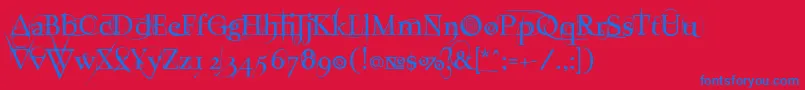 Tension-Schriftart – Blaue Schriften auf rotem Hintergrund