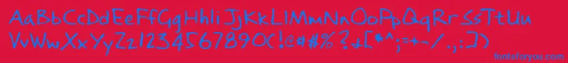 Lehn084 Font – Blue Fonts on Red Background