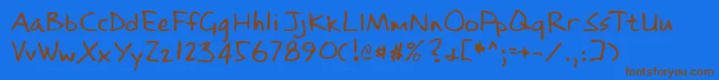 フォントLehn084 – 茶色の文字が青い背景にあります。