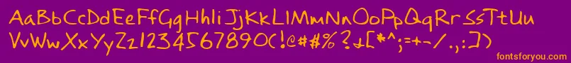 Lehn084-fontti – oranssit fontit violetilla taustalla
