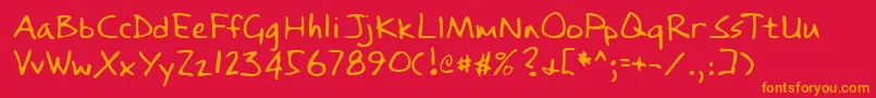 Lehn084-Schriftart – Orangefarbene Schriften auf rotem Hintergrund