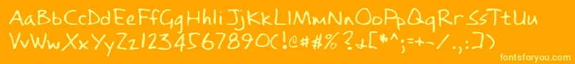 Lehn084-Schriftart – Gelbe Schriften auf orangefarbenem Hintergrund