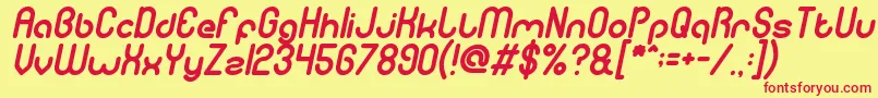 GitchgitchItalic-fontti – punaiset fontit keltaisella taustalla