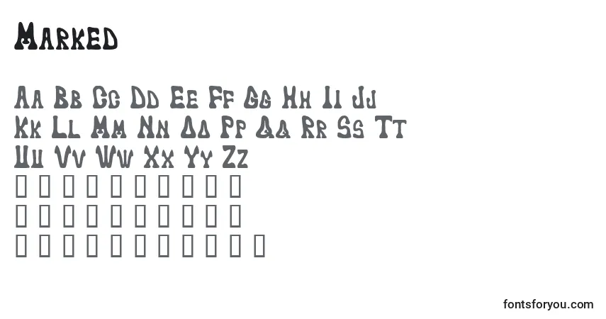 Czcionka Marked – alfabet, cyfry, specjalne znaki