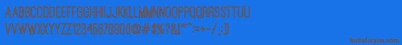 フォントOstrichSansInlineRegular – 茶色の文字が青い背景にあります。