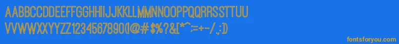 フォントOstrichSansInlineRegular – オレンジ色の文字が青い背景にあります。