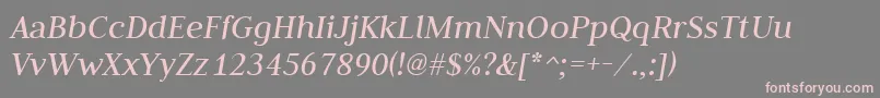 Fonte JudsonItalic – fontes rosa em um fundo cinza