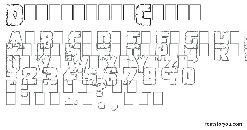 Czcionka DemolitionCrack – alfabet, cyfry, specjalne znaki