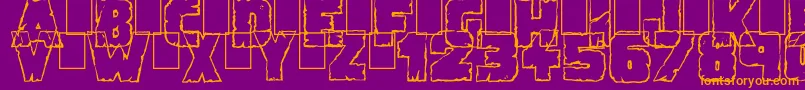 Czcionka DemolitionCrack – pomarańczowe czcionki na fioletowym tle