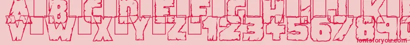DemolitionCrack-fontti – punaiset fontit vaaleanpunaisella taustalla