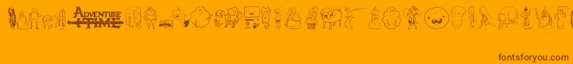 AdventureTime-Schriftart – Braune Schriften auf orangefarbenem Hintergrund