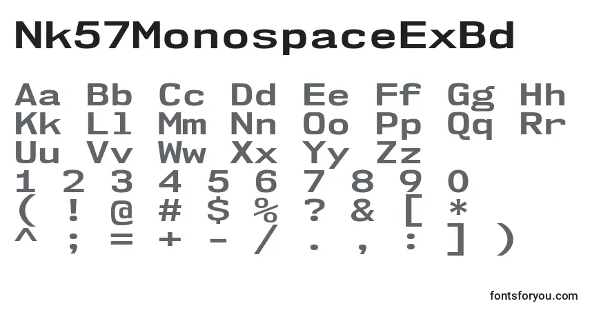 Nk57MonospaceExBd-fontti – aakkoset, numerot, erikoismerkit