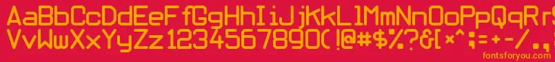 フォントOblivious – 赤い背景にオレンジの文字