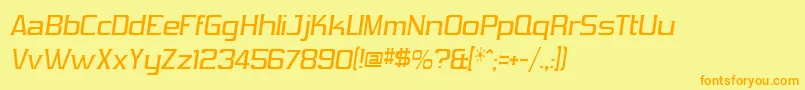 フォントVibroceiVibrocen3 – オレンジの文字が黄色の背景にあります。
