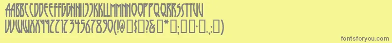Runytunesrevisited-fontti – harmaat kirjasimet keltaisella taustalla