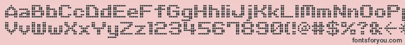 M06Quadra-fontti – mustat fontit vaaleanpunaisella taustalla