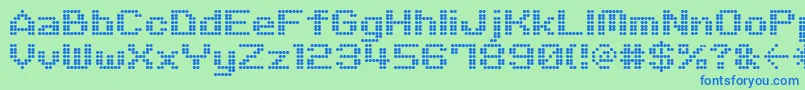Шрифт M06Quadra – синие шрифты на зелёном фоне