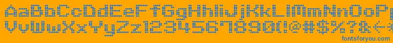M06Quadra-fontti – siniset fontit oranssilla taustalla