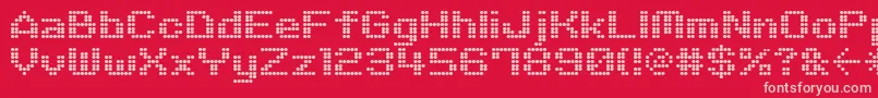 M06Quadra-fontti – vaaleanpunaiset fontit punaisella taustalla