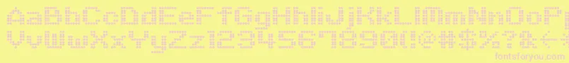 M06Quadra Font – Pink Fonts on Yellow Background