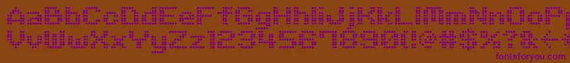 M06Quadra-fontti – violetit fontit ruskealla taustalla