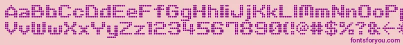 M06Quadra-fontti – violetit fontit vaaleanpunaisella taustalla