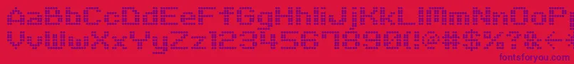 M06Quadra-fontti – violetit fontit punaisella taustalla