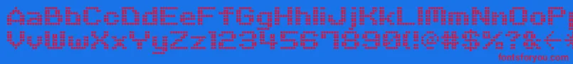 M06Quadra-fontti – punaiset fontit sinisellä taustalla