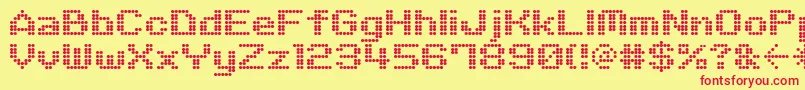 フォントM06Quadra – 赤い文字の黄色い背景