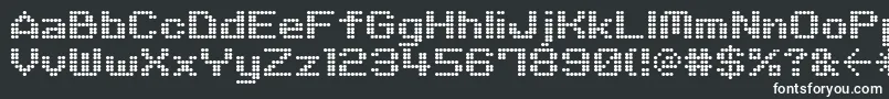 M06Quadra-fontti – valkoiset fontit mustalla taustalla