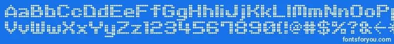 M06Quadra-fontti – valkoiset fontit sinisellä taustalla