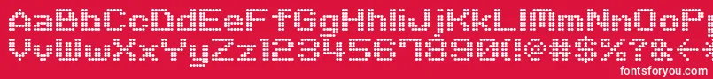 M06Quadra-fontti – valkoiset fontit punaisella taustalla