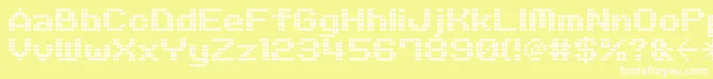 M06Quadra-fontti – valkoiset fontit keltaisella taustalla