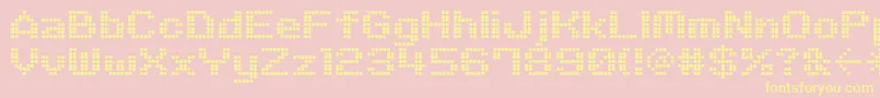 フォントM06Quadra – 黄色のフォント、ピンクの背景