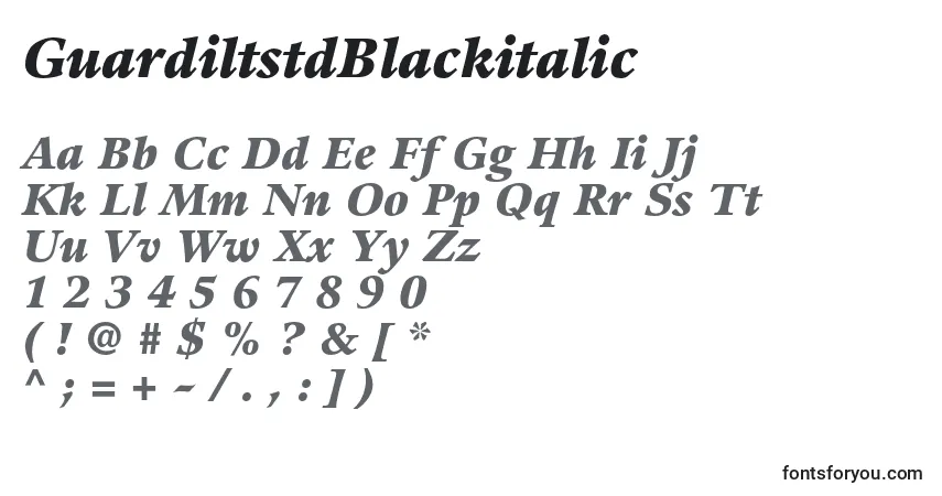 GuardiltstdBlackitalic-fontti – aakkoset, numerot, erikoismerkit