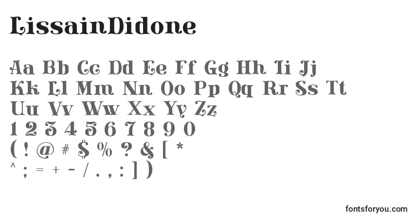 A fonte LissainDidone – alfabeto, números, caracteres especiais